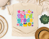 Third Grade Crayons Smiley graphic tee in Ivory