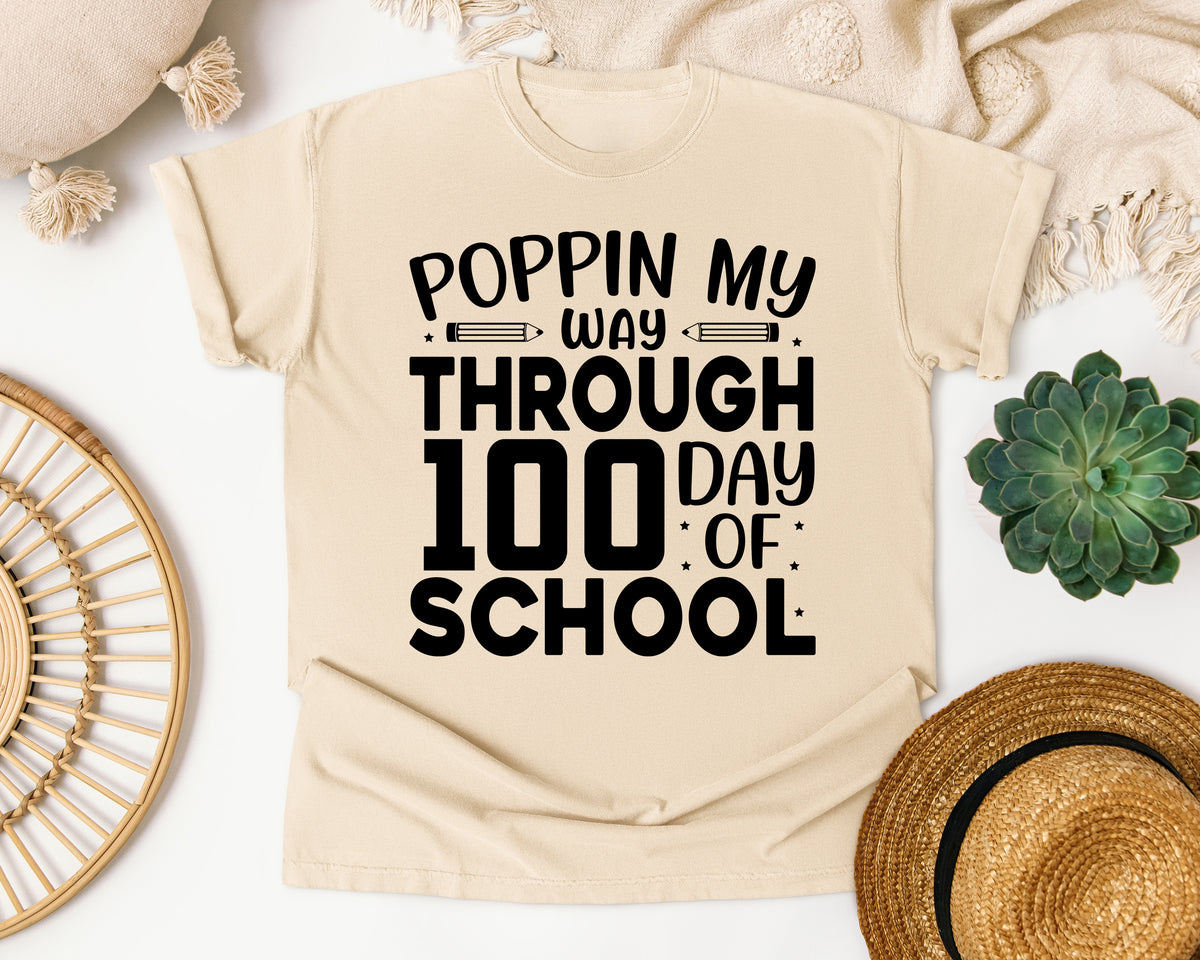 Poppin My Way Through 100 Days Of School White graphic tee in Ivory