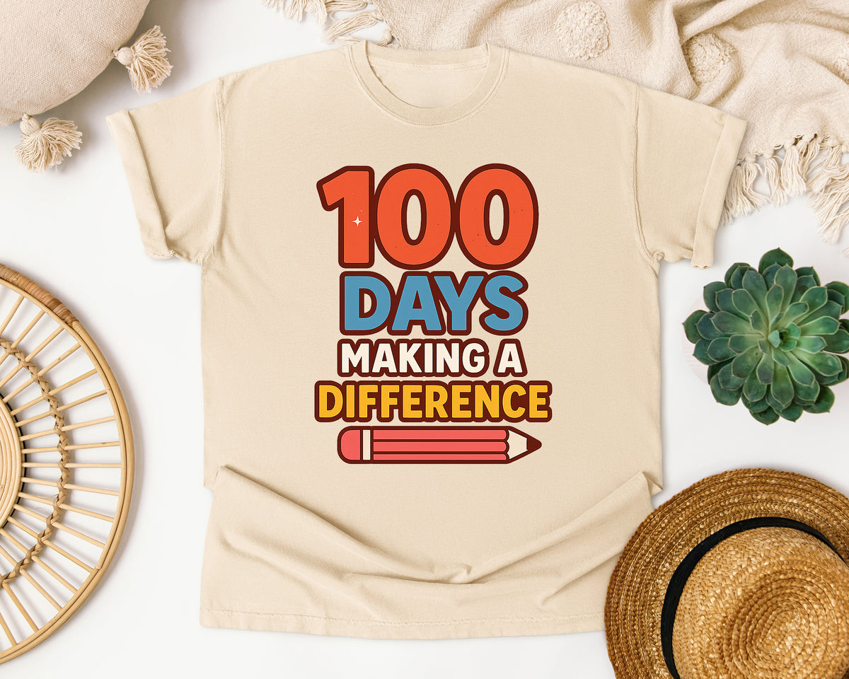 100 Days Making A Difference graphic tee in Ivory