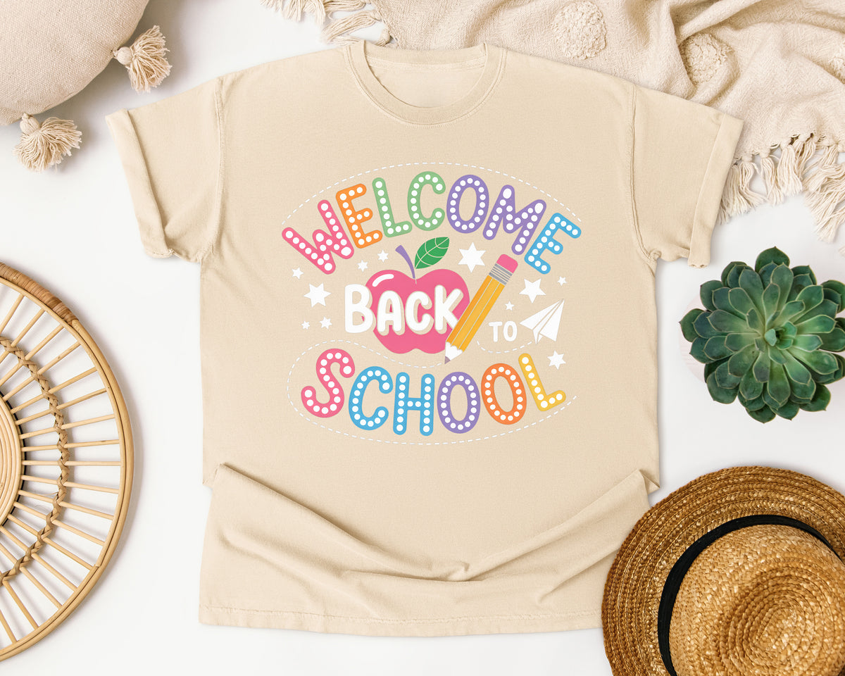 Welcome Back To School Neon graphic tee in Ivory