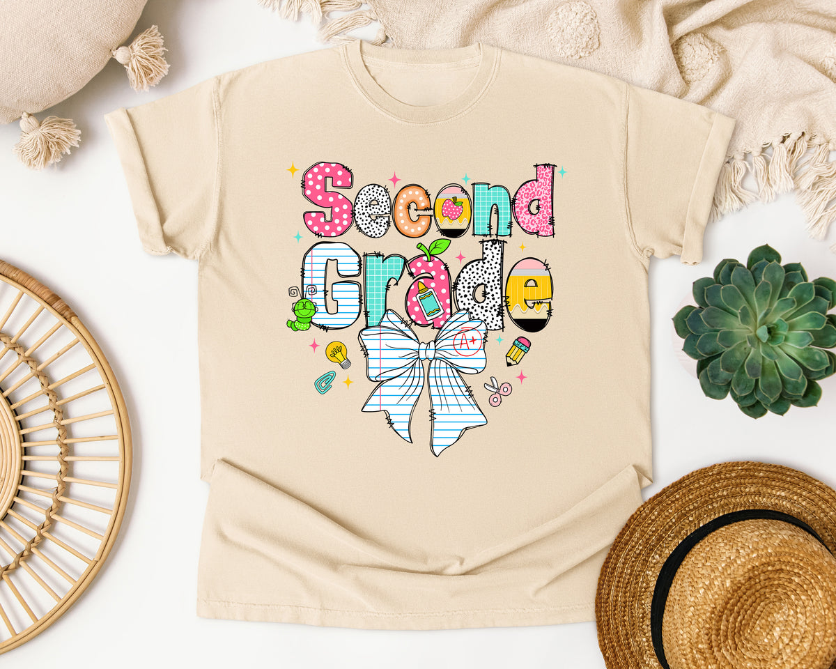 Second Grade Paper Bow graphic tee in Ivory