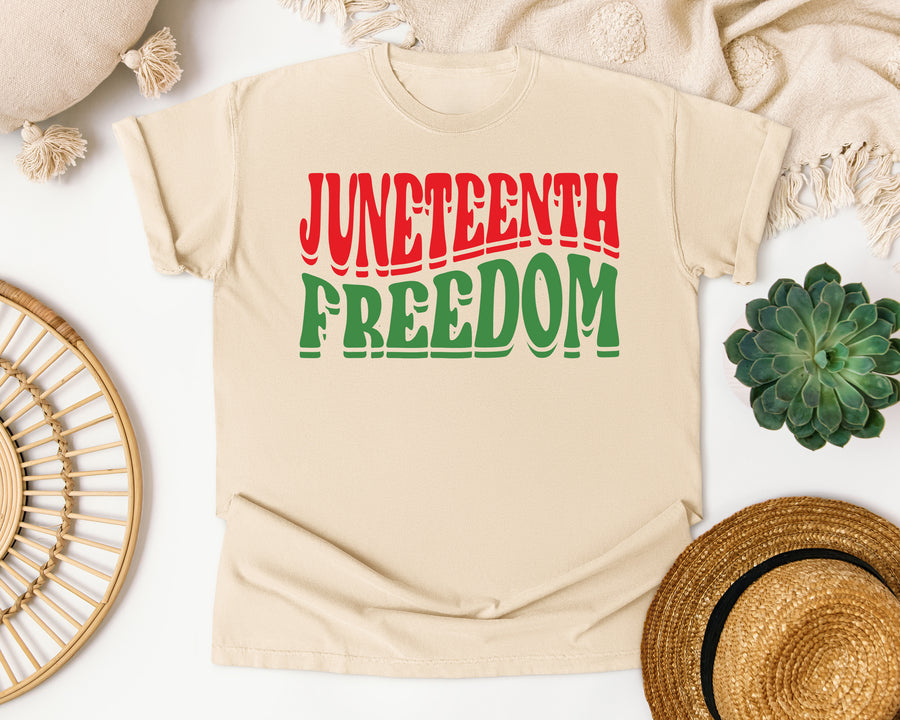 Bold Juneteenth Freedom graphic tee in Ivory Comfort Colors 1717