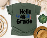 Hello 4th Grade Backpack graphic tee in Moss