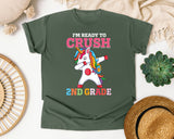 Im Ready To Crush 2nd Grade Unicorn graphic tee in Moss
