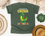 Im Ready To Crush 1st Grade Dino graphic tee in Moss