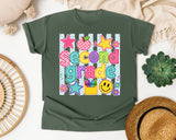 Second Grade Crayons Smiley graphic tee in Moss