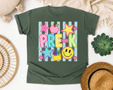 Pre-K Crayons Smiley graphic tee in Moss