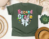 Second Grade Paper Bow graphic tee in Moss