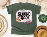 Second Grade Scallop Bow graphic tee in Moss