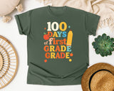 100 Days Of First Grade graphic tee in Moss