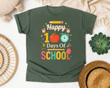 Happy 100 Days Of School Apple Clock graphic tee in Moss