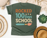 Rocked 100 Days Of School graphic tee in Moss