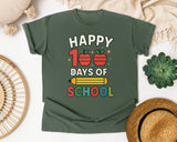Happy 100 Days Of School Apples graphic tee in Moss