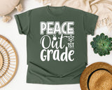 Peace Out 1st Grade White graphic tee in Moss