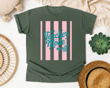 Teacher Mode Off Stripes graphic tee in Moss