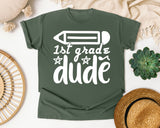 1st Grade Dude White 2 graphic tee in Moss