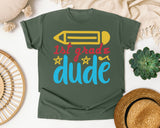 1st Grade Dude White 2 3 graphic tee in Moss