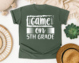 Game On 5th Grade White graphic tee in Moss