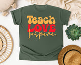 Teach Love Inspire Retro graphic tee in Moss