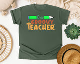 One Groovy Teacher graphic tee in Moss