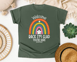 Welcome Back I'm Glad You're Here graphic tee in Moss