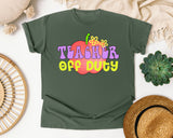 Teacher Off Duty Apple graphic tee in Moss