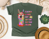 Teacher Llama Ain't Got Time For Your Drama graphic tee in Moss
