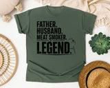 Father Husband Meat Smoker Legend Black graphic tee in Moss