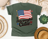 Star Spangled Cutie Black graphic tee in Moss