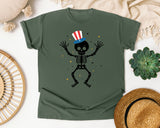 Patriotic Skeleton Dancing graphic tee in Moss