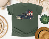 Patriotic Truck With Gifts graphic tee in Moss