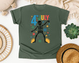 4th July Grey 3 graphic tee in Moss