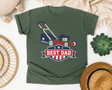 Best Dad Lawn Mower graphic tee in Moss