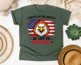 Liberty Is The Breath Of Life To Nations Grey graphic tee in Moss