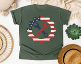 Patriotic Gear And Wrenches graphic tee in Moss