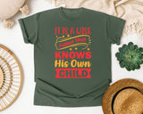 It Is A Wise Father That Knows His Own Child Red graphic tee in Moss