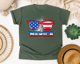 Merica Red graphic tee in Moss