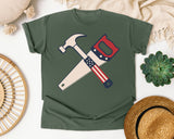 Patriotic Hammer And Saw graphic tee in Moss