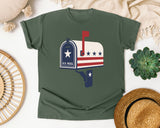 Patriotic US Mail Box graphic tee in Moss