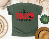 Coffee Teach Repeat graphic tee in Moss