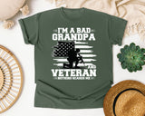I'm A Bad Grandpa And Veteran Nothing Scares Me graphic tee in Moss