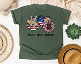 Peace Love America Grey graphic tee in Moss