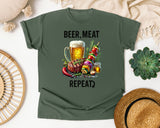 Beer Meat Repeat Brown graphic tee in Moss