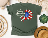 God Bless America Land That I Love Red graphic tee in Moss