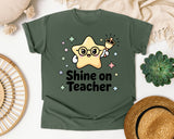 Shine On Teacher graphic tee in Moss