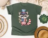 Raccoon In Uncle Sam Hat graphic tee in Moss