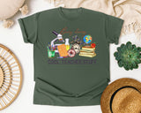 Busy Doing Cool Teacher Stuff graphic tee in Moss