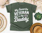 My Favorite Veteran Is My Daddy White 2 graphic tee in Moss