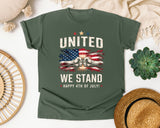 United We Stand Happy 4th Of July Grey graphic tee in Moss