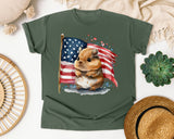 Hamster With American Flag graphic tee in Moss